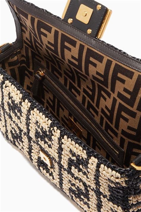 fendi baguette raffia bag|raffia bag with black trim.